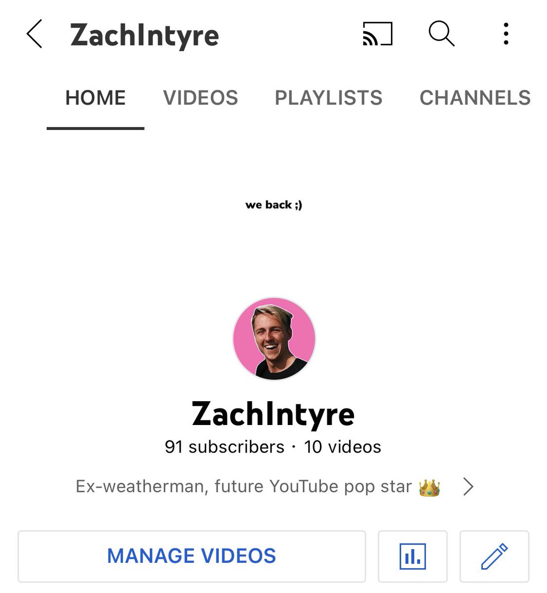 _ZachIntyre's tweet image. Posting this here for me in the future to look back on when I have millions of subs. 

Thanks for the 91 of you so far! ❤️ you
