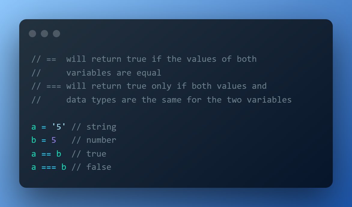 BendeVilay's tweet photo. JavaScript operators  (==) vs (===) https://t.co/yMN3XdYZaq