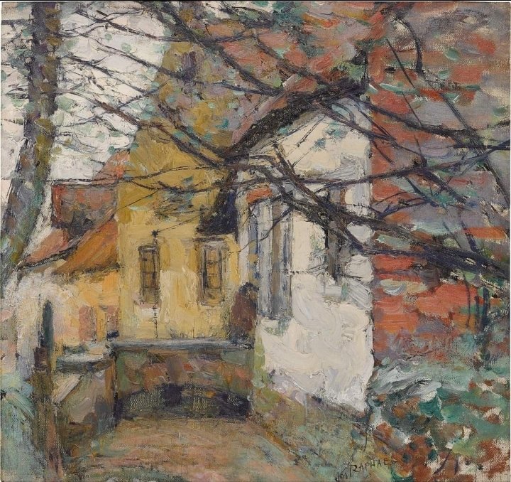 SiaArte's tweet photo. #JosephRaphael (USA 1869-1950)
House in Belgium 
oil on canvas 43.2 x 44.8 cm https://t.co/tCjJ5KwpGA