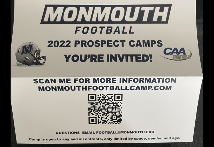 I will be attending the Monmouth Showcase Camp on July 24th! <a href="/MUHawksFB/">Monmouth Football</a> <a href="/CoachStraniero/">John Straniero</a>