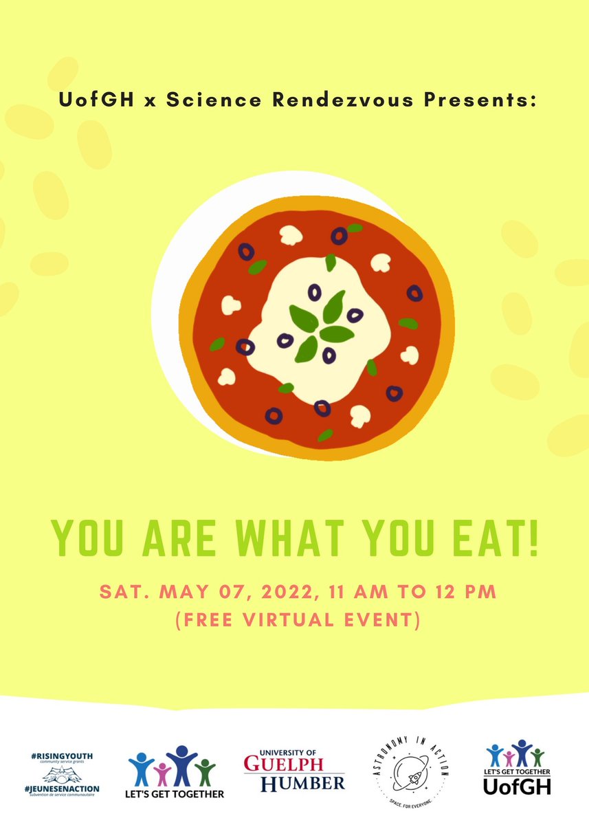 You are what you eat! Learn more with <a href="/GHScienceR/">GuelphHumber</a>. Session starting at 11 a.m. EST. Go to guelphhumber.ca/science-rendez… for more info.

Join the conversation using the hashtags #SciRen #OdySci #DiscoverSciRen✨
