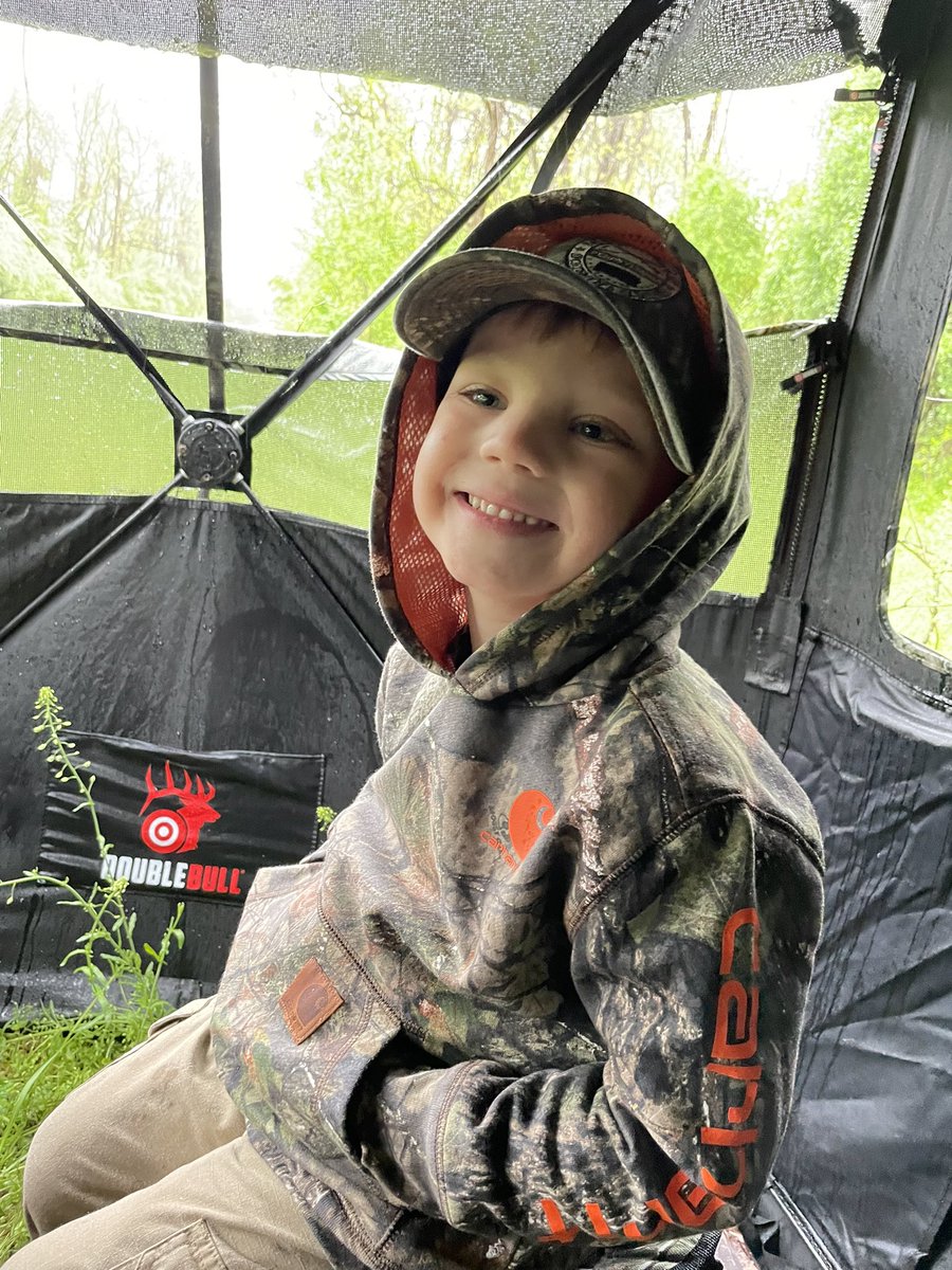 SurraOutdoors's tweet photo. Bo’s first Turkey hunt w/Dad.
No birds, lots of rain and even more fun! Not bad for a 4 year old. #GoHuntPA #turkeyhunting #takeakidhunting #nextgeneration https://t.co/8ttN3g6dZs