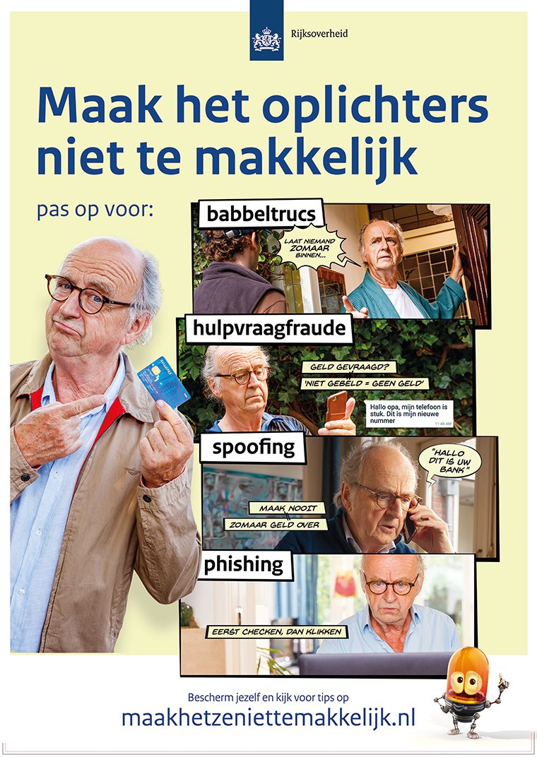 Oplichters kunnen jou bellen en zich voordoen als een medewerker van de bank. ❗️ Jouw bank zal nooit via telefoon, sms of e-mail vragen geld over te boeken of inloggegevens of pincode te delen.

❓ Twijfel? Bel dan zelf de bank, via het telefoonnummer die op hun website staat.