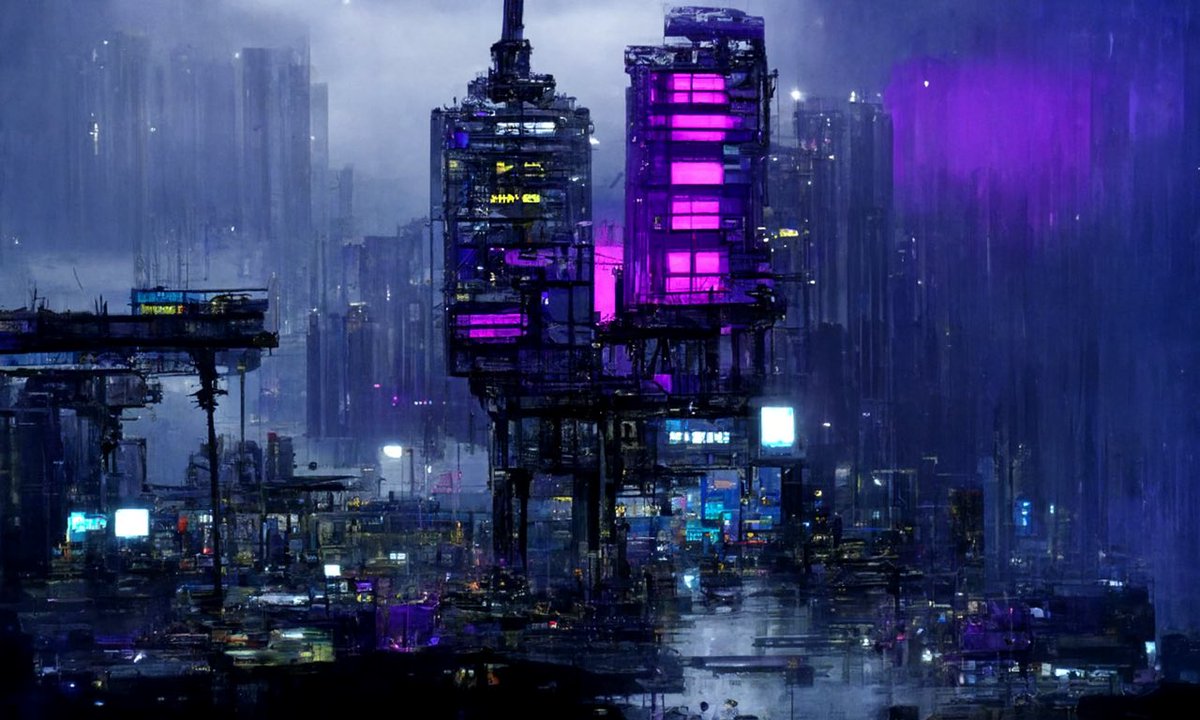 LifeZ_NFT's tweet photo. Played around with Disco Diffusion for the first time. The input was “A cyberpunk city on a dark, rainy night.”
What do you think?
#LifeZNFT #AIArtwork #discodiffusion #nftart #NFT #NFTCommunity https://t.co/hc3Dt5KqLg