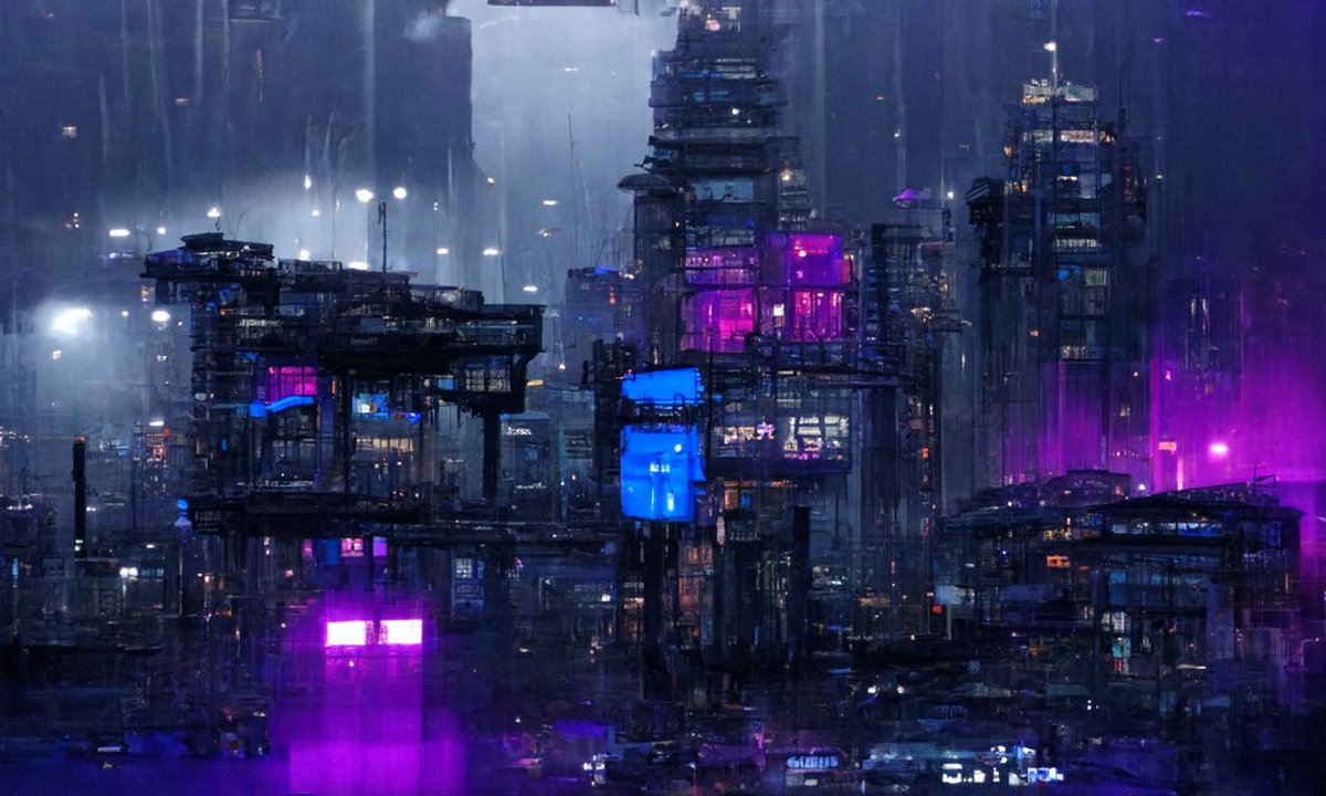 LifeZ_NFT's tweet photo. Played around with Disco Diffusion for the first time. The input was “A cyberpunk city on a dark, rainy night.”
What do you think?
#LifeZNFT #AIArtwork #discodiffusion #nftart #NFT #NFTCommunity https://t.co/hc3Dt5KqLg
