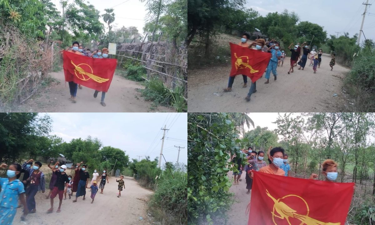Anti-coup revolutionary strike in a village from Sagaing's Yinmabin Twp.  #2022May7Coup #HelpMyanmarIDPs #WhatsHappeningInMyanmar