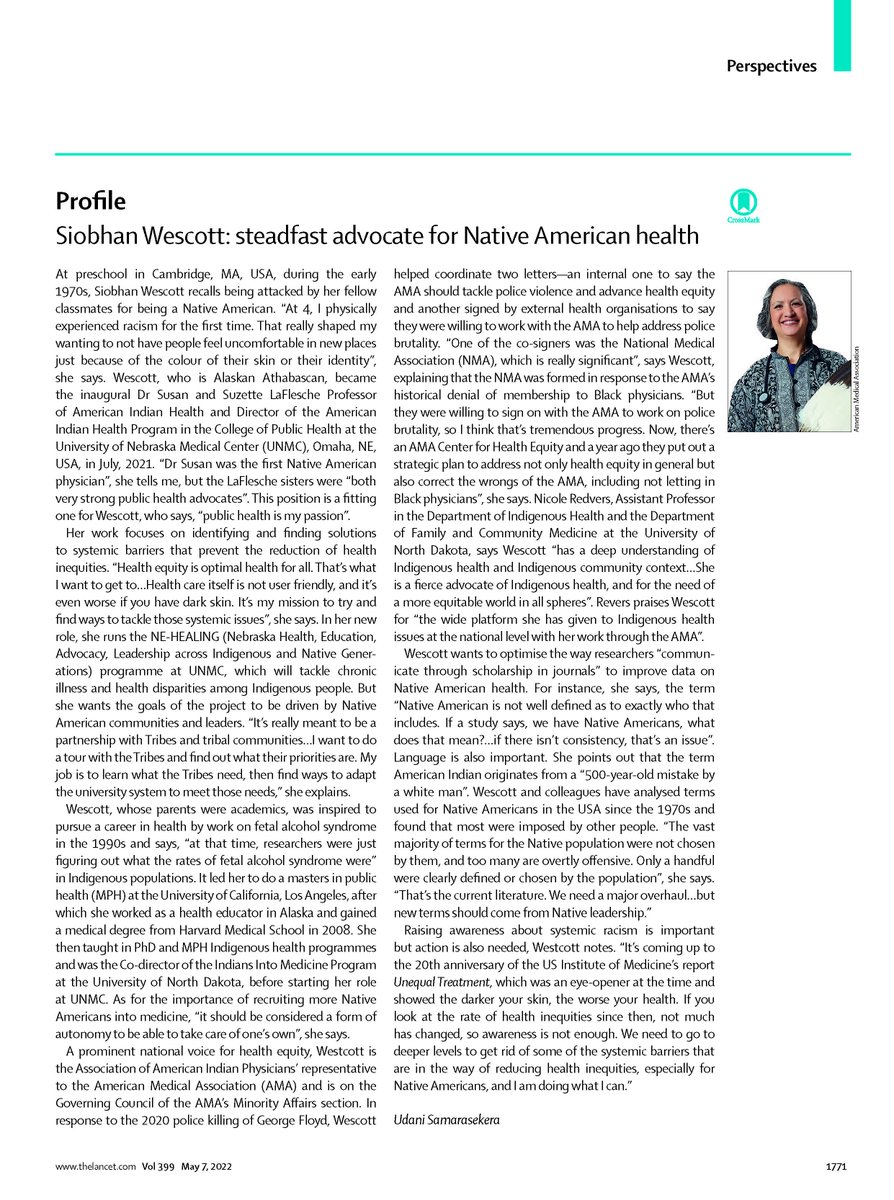 AlaskaChevy's tweet photo. Honored beyond belief to be profiled by @TheLancet. The ongoing threats to health and rights, which went up about 20 notches this week, is why I do this work. https://t.co/28FzIuASdJ