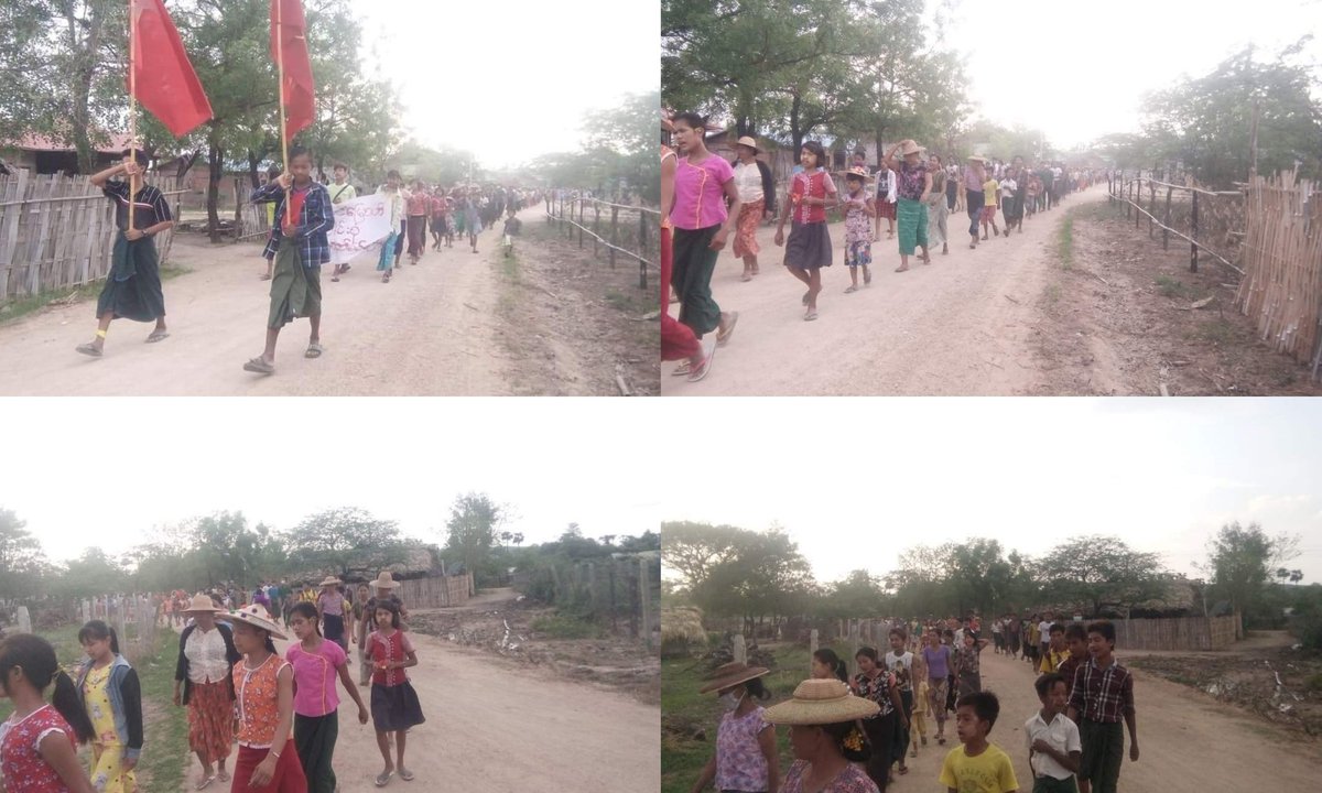 Anti-coup revolutionary strike in a village from Sagaing's Yinmabin Twp. #2022May7Coup #HelpMyanmarIDPs #WhatsHappeningInMyanmar