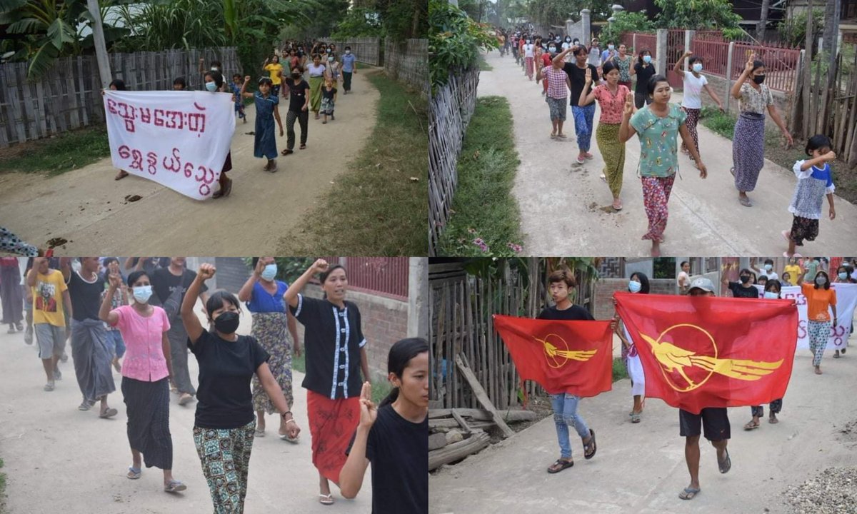 Anti-coup revolutionary strike in Sagaing's Yinmabin Twp, Beinwechaung Vlg.  #2022May7Coup #HelpMyanmarIDPs #WhatsHappeningInMyanmar