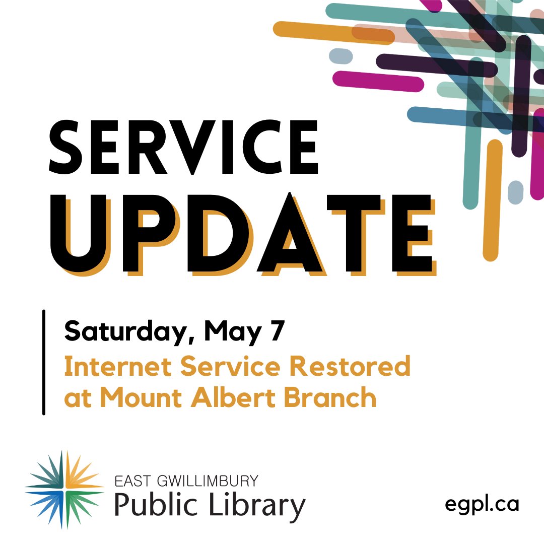 All internet services are restored at Mount Albert Branch. Printing, Wi-Fi and self-checkouts are up and running.