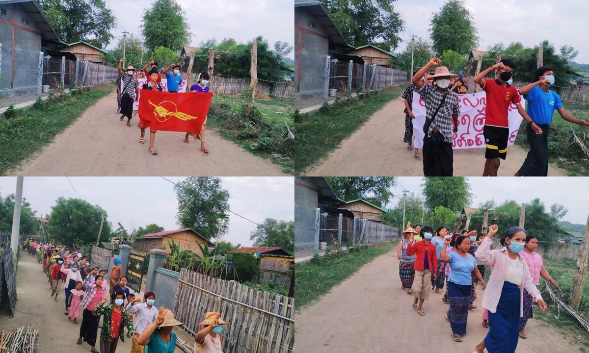Anti-coup revolutionary strike in Sagaing's Yinmabin Twp, Yekyibin Vlg.  #2022May7Coup #HelpMyanmarIDPs #WhatsHappeningInMyanmar