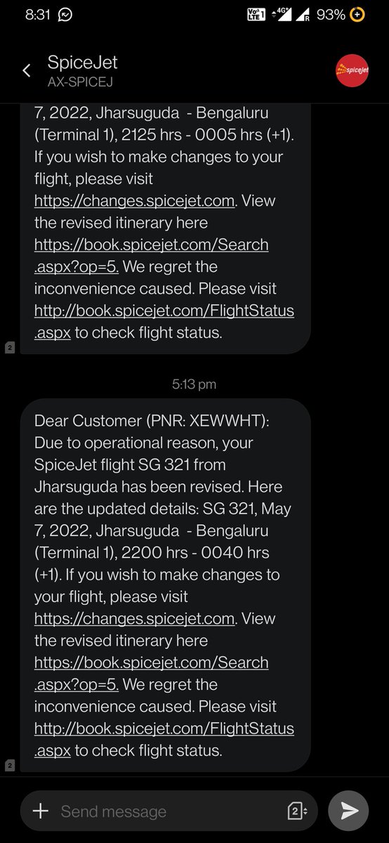 Swati_chicks's tweet photo. @flyspicejet D flight time has changed again and i still haven't received any message. When I checked on Google,I got to know that the time is revised again. Seriously what are you guys doing? Plz tell if this flight is going to be cancelled because am already on my way https://t.co/W3P4AUtP1a