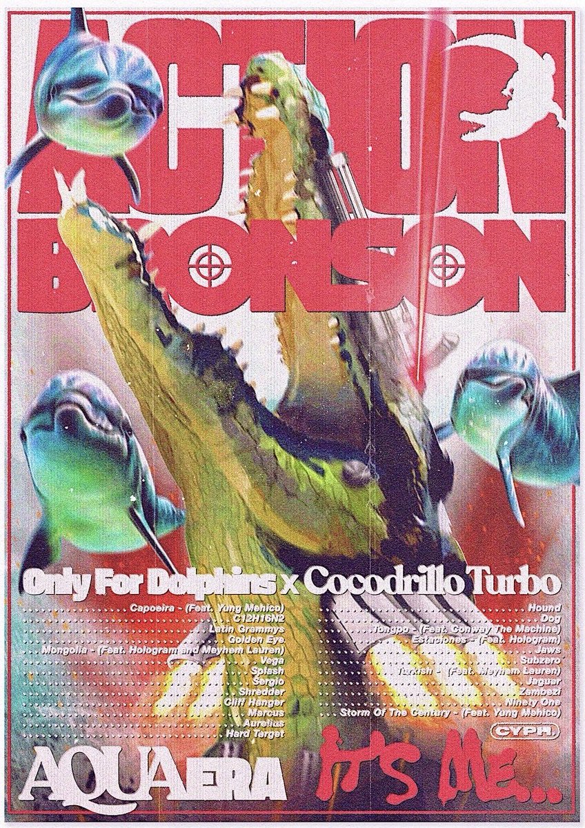 Cyphart_'s tweet photo. ⁦THE ACTION AQUA ERA 🐬🐊💥

Poster based on ⁦⁦@ActionBronson⁩ ‘s current aquatic album era 🐬🐊

Only For Dolphins x Cocodrillo Turbo

#actionbronson #cocodrilloturbo #onlyfordolphins #fuckthatsdelicious https://t.co/tzpGazrLxG