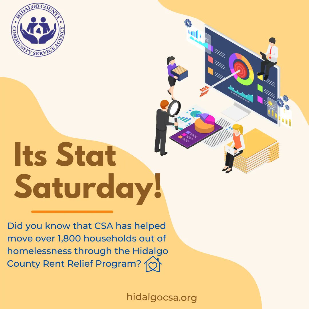 It’s #StatSaturday! CSA’s Rent Relief Program has assisted over 1,800 Hidalgo County households helping them avoid homelessness. 

#CommunityActionWorks #CommunityActionMonth #HidalgoCounty #RentReliefProgram #may2022 #CommunityActionPartnership #CAPAgency ##HCCSA