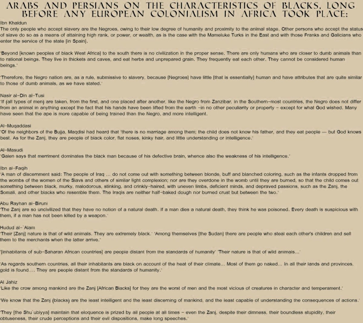 SuperStr8UK's tweet photo. @itiolaakingbola @leashyourkids @kombuchassay @jardinsecret888 If "racial hierachies didn't exist in the Roman times" (a modern American lie), how do you explain these direct quotations from Arab explorers and philosophers, back in the Roman times? https://t.co/tOVmyk6jEw