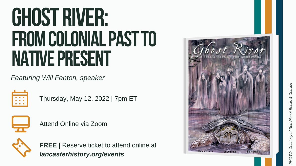 Join us for our final virtual lecture of the spring on Thursday, May 12 at 7pm ET! Editor Will Fenton will discuss "Ghost River: The Fall and Rise of the Conestoga," an educational graphic novel about the final days of the Conestoga People. Register at ow.ly/STsl50HoFBO.