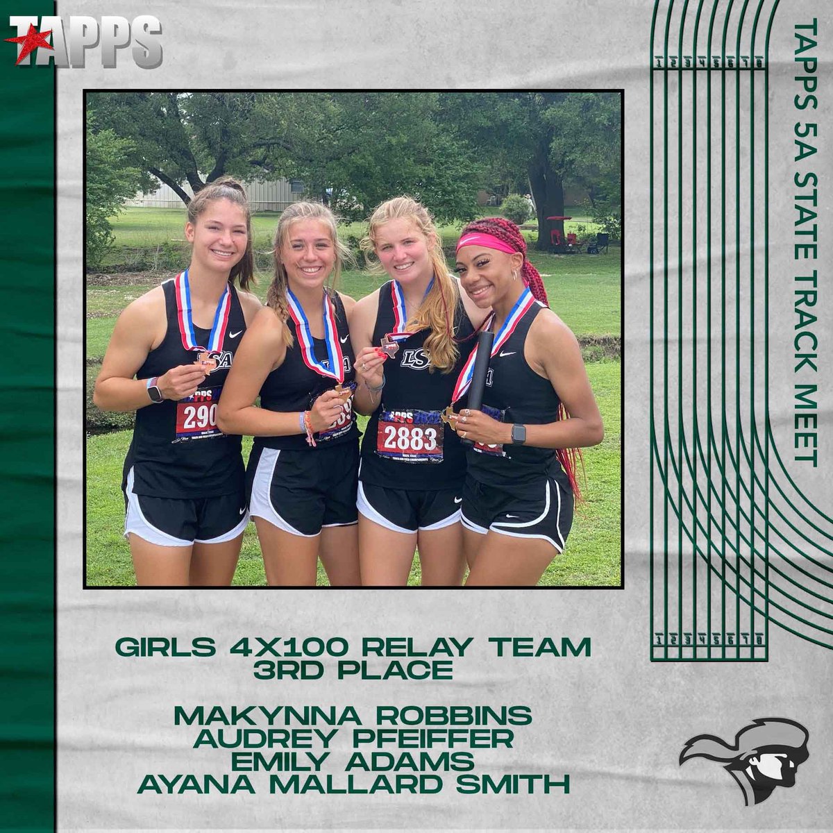 Congratulations to the girls 4x100 relay team for placing 3rd at the TAPPS State track and field meet!!
#SouthPride