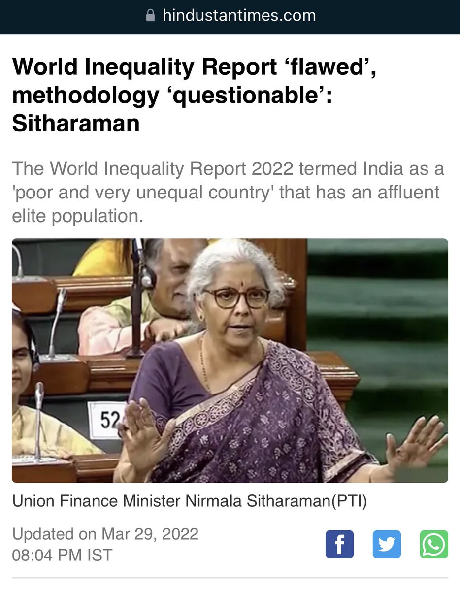 **World Inequality Report terms India as 'poor and very unequal country'**‘Report flawed, methodology questionable’5/n