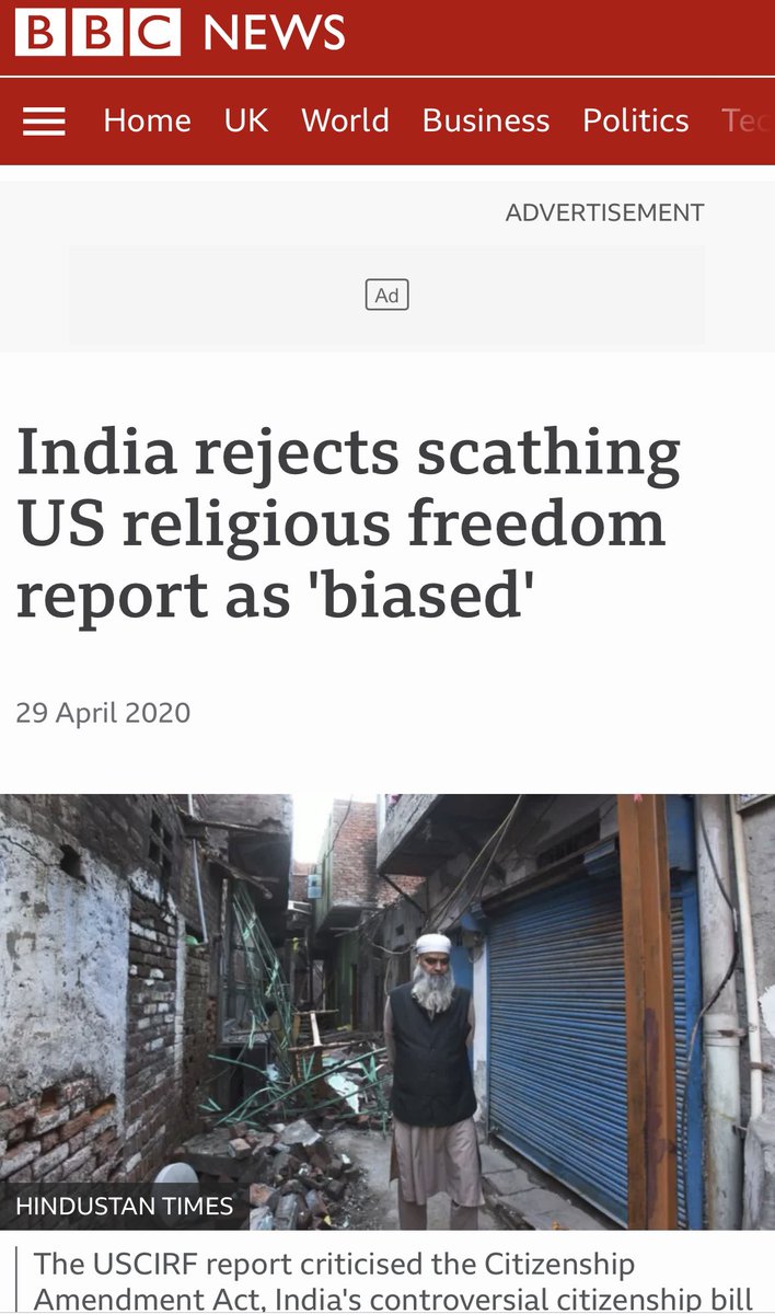 **USCIRF terms India as a 'Country of Particular Concern'**‘India rejects US religious freedom report as biased’ (2020)6/n