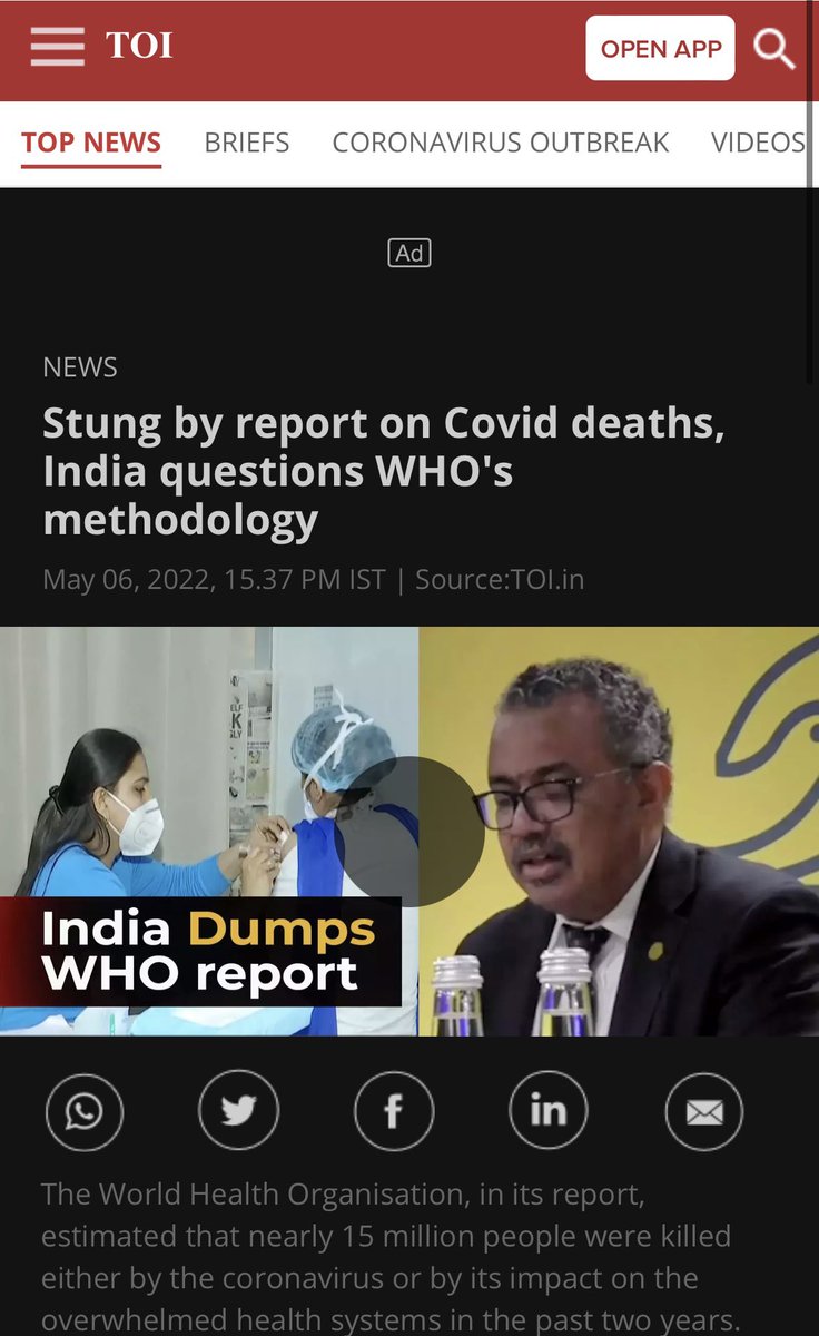 **WHO: India Covid deaths, nearly 10 times official count**‘India questions WHO’s methodology’8/n