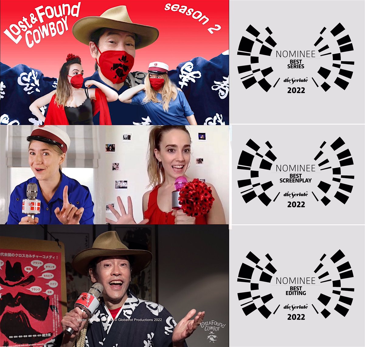 Thank you <a href="/dieSeriale/">die Seriale</a> for the nominations! 
#Germany #nomination #screenplay #editing #awards #festival #comedy #uplifting #friendship #digitalseries #crossculture #lockdown #artinspires #standup #flamenco #hulahoop #lasso #Madrid #London #Tokyo #zoom #noborder #yukatacowboy