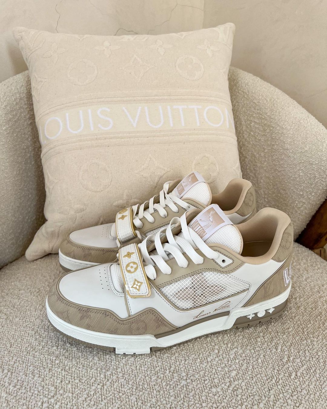 Fashion Drops on X: Louis Vuitton Sneaker Trainer Beige by Virgil