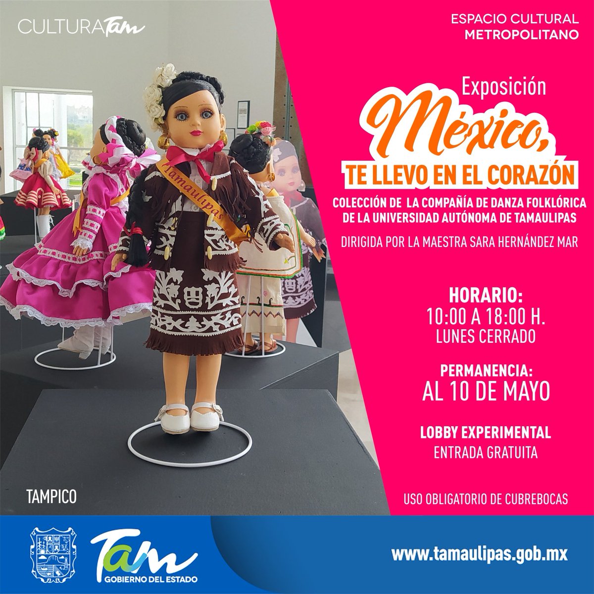 ¿Qué tal un recorrido por 𝗠𝗲́𝘅𝗶𝗰𝗼 𝘁𝗲 𝗹𝗹𝗲𝘃𝗼 𝗲𝗻 𝗲𝗹 𝗰𝗼𝗿𝗮𝘇𝗼́𝗻? 🇲🇽❤️

Recorre la exposición que muestra la belleza y tradición de los pueblos mexicanos a través de los trajes típicos en muñecas.

¡Prográmate para venir a conocerla al <a href="/METRO_Tam/">METRO Tampico</a>!