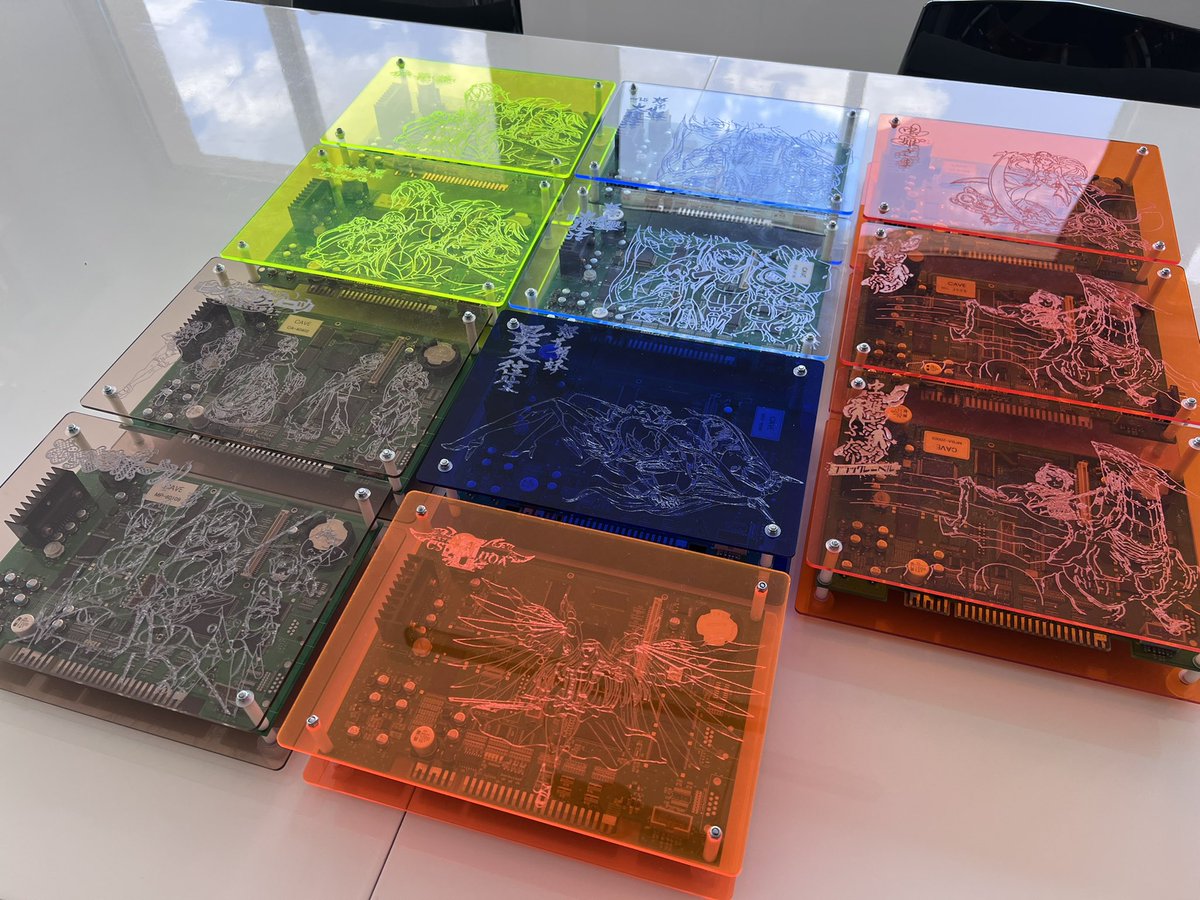 IBARAKUROKURO's tweet photo. Current collection of CAVE vertical shooters #cv1000pcb 😘😍🥰
#ibara #ibarakuro #pinksweets #muchimuchipork #daifukkatsu #daifukkatsuBL #saidaioukou #esprade2 #mushihimesama #mushihimesamafurmtari #futariBL https://t.co/iTDJFpWjdV