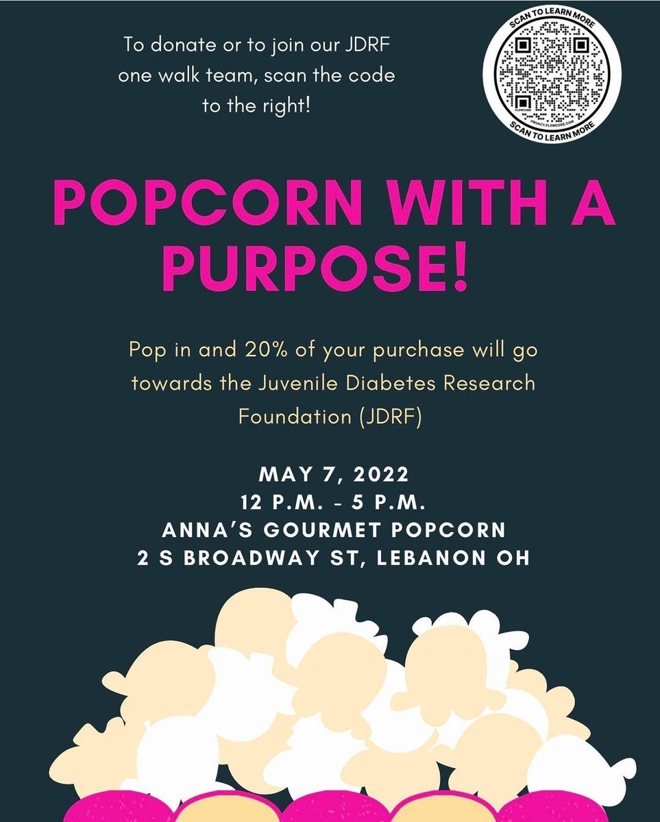AnnasGourmetPop's tweet photo. 🍿 Popcorn with a Purpose is today 12-5pm! 20% of your purchase will be donated to JDRF  🍿

#jdrf #jdrfonewalk #fundraiser #CommunitySupport #popcorn #shoplocal #buylocal #savelocal #annasgourmetpopcorn #poppinawesome https://t.co/VBmstda3KV