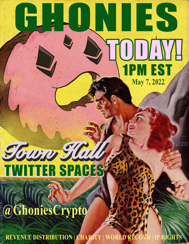 GhoniesCrypto's tweet image. Town Hall #2 today at 1pm EST!

We shall vibe and talk art, vision, OGs, the Dirty Dozen, and sprinkles - tune in!

#nft #NFTCommunity