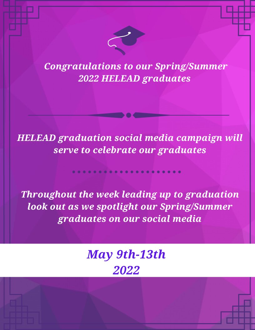Look out for our graduate spotlight! #graduation #HELEAD