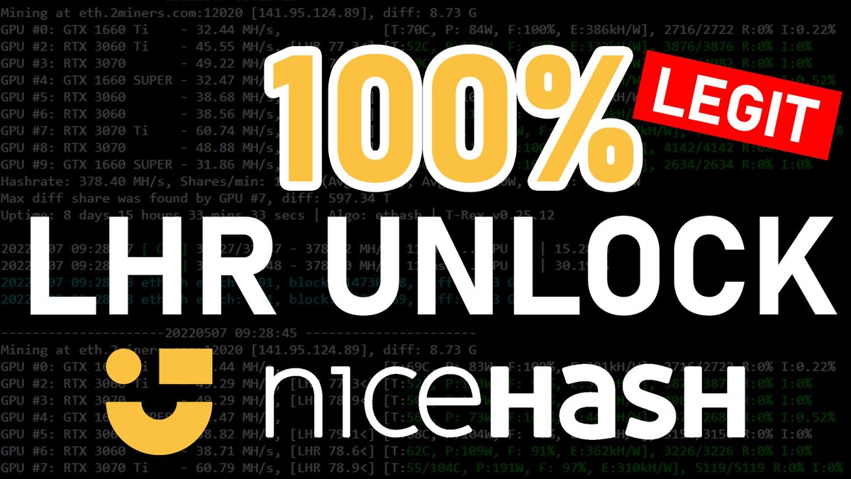 HobbyistMiner's tweet photo. Earlier this morning @NiceHashMining Broke Down the #NVIDIA LHR Barrier and released their Brand New Quick Miner.

Destroying the NVIDIA LHR Blocker and giving us 100% #Ethereum Hashrate!

Guess who is getting 50 Mh/s on my Gigabyte 3060! Heck Yeah!

https://t.co/72zVsvswAa https://t.co/vKlZcX8R2B