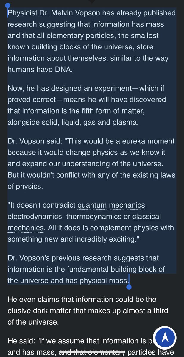 Absolutely fascinating.

If proved true, mass–energy–information equivalence principle could unquestionably be the most profound and exciting insights in recent physics.

cc <a href="/elonmusk/">Elon Musk</a> <a href="/tegmark/">Max Tegmark</a> 
Paper: aip.scitation.org/doi/10.1063/5.…