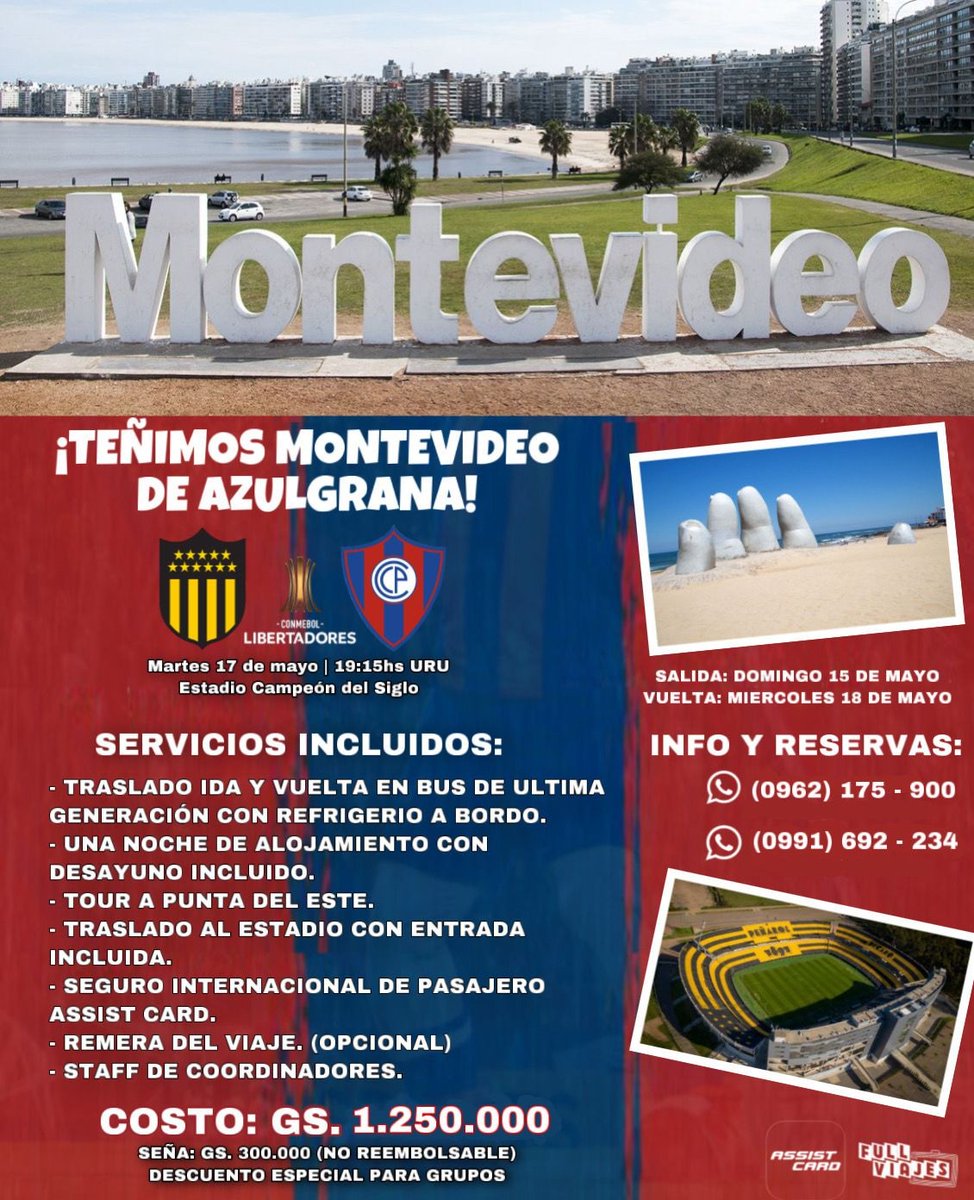 Que Esperas Para Sumarte Al Mejor Bus Rumbo a Montevideo 💪🏾🔵🔴
Un Rt Ayuda Mucho 💪🏾❤️
<a href="/Danymacica/">𝓓𝓪𝓷𝓲𝓮𝓵 𝓜𝓪𝓬𝓲𝓮𝓵 𝓒. 🇵🇾</a> <a href="/FeFerreira23/">Federico Ferreira 🇵🇾</a> <a href="/98Asilvera/">Luce Asilvera</a> <a href="/izquierdo010/">Jorge Izquierdo</a> <a href="/ernigimenez/">Ernesto Gimenez</a>