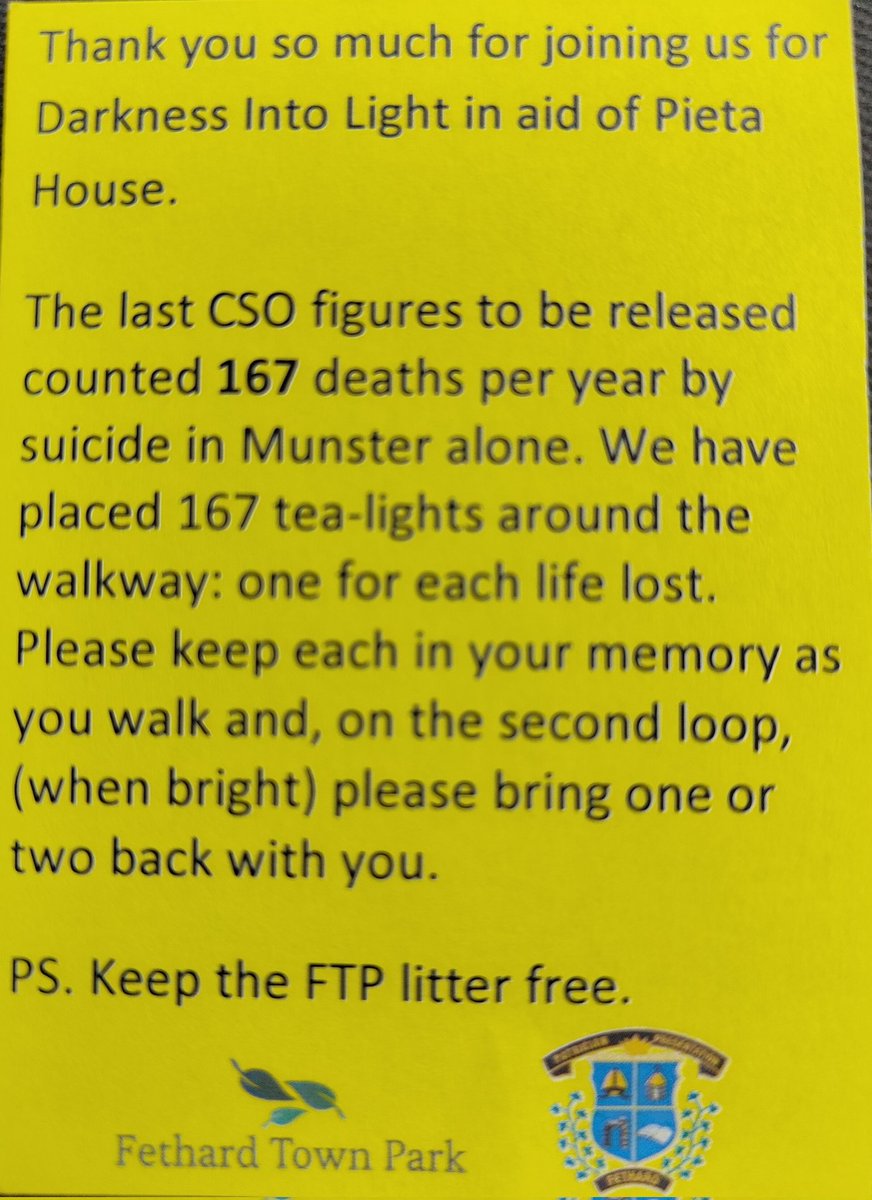 Patrician Presentation Secondary School, Fethard (@ppssfethard) on Twitter photo Thank you to the 300+ who turned out this morning to a candlelit <a href="/Fethardtownpark/">Fethard Town Park</a> in Tipperary raising over €2k for Pieta House #DIL2022 pic.x.com/4wVSOBcirD Thank you to the 300+ who turned out this morning to a candlelit <a href="/Fethardtownpark/">Fethard Town Park</a> in Tipperary raising over €2k for Pieta House #DIL2022 pic.x.com/4wVSOBcirD