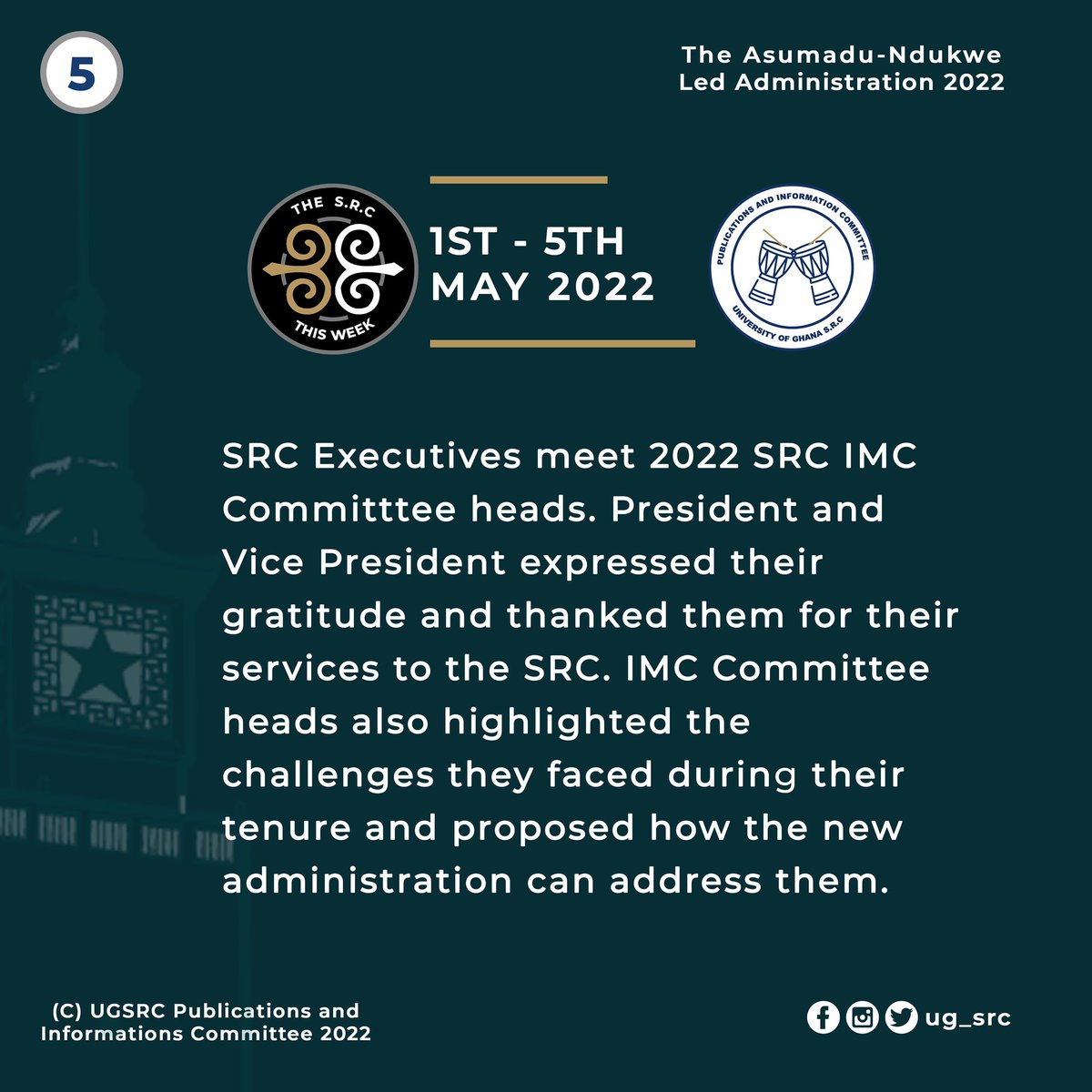 Ug_src's tweet photo. #SRCThisWeek
#ANewDirection
#Asumadu-NdukweLedAdministration https://t.co/i2Q2q3bPMs