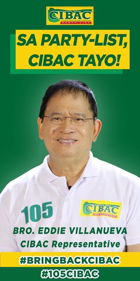 CIBAC_PartyList's tweet photo. 2 days nalang at maibabalik na natin ang CIBAC Party-List sa Kongreso! Huwag kalilimutan—ISA LANG PO ANG PARTY-LIST na binoboto. 1️⃣0️⃣5️⃣ po sa balota, CIBAC Party-List!

#BringBackCIBAC 
#105CIBAC https://t.co/CqjEE9WPwD
