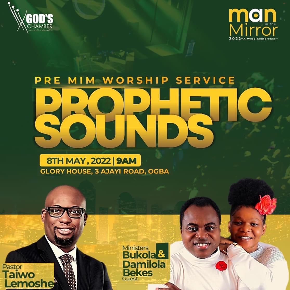 TaiwoLemoshe's tweet photo. It’s the Sunday before man in the Mirror 2022 and it’s our Pre MIM Praise Service- Prophetic Sounds with Ministers @damilolabekes and @bekesbukola.
It’s just one service and it’s starts at 9am prompt and it will be loud 
God does fearful things in praises!!!
#GCMIM22
#godschamber https://t.co/xUJV5vbUEh