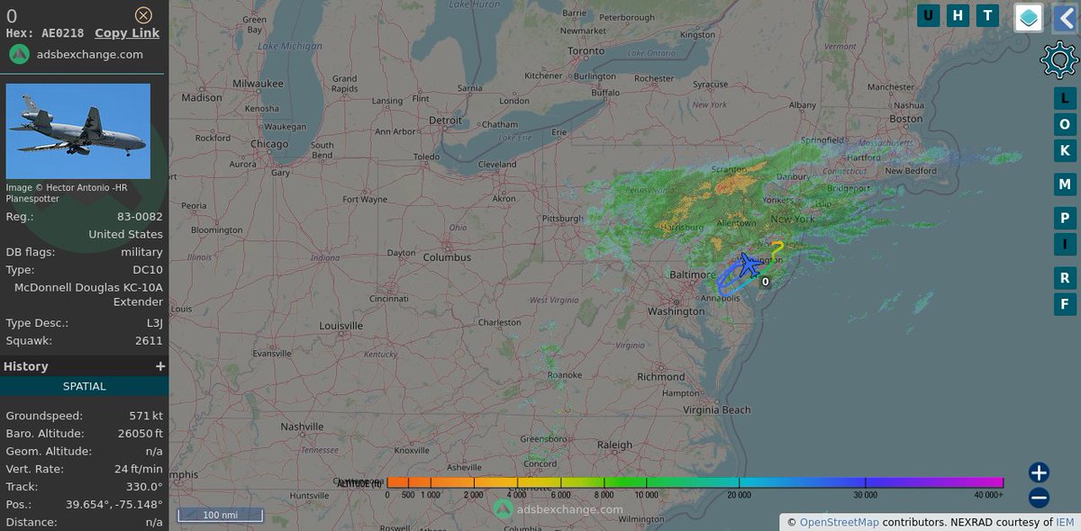 TheIntelFrog's tweet photo. KC-10A Extender #AE0218 as 0 is the POTUS CAP tanker this morning. https://t.co/W3AB5fXs25
