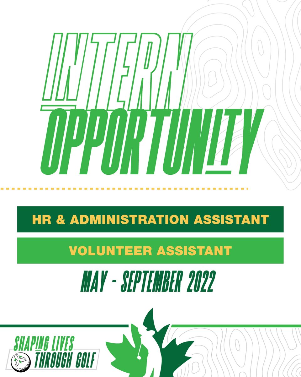 2 great internship opportunities! 📢 

HR and Administration Assistant / and / Volunteer Assistant.

Working together as a team is the culture of Golf Ontario, striving for brilliance in everything that we do. 

For more info and how to apply: gao.ca/job-opportunit…