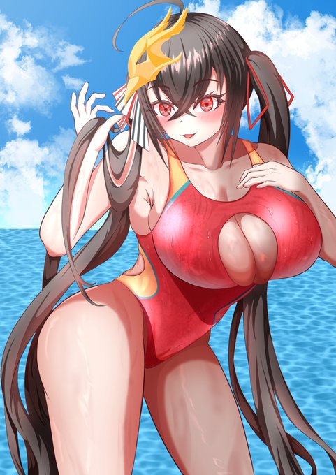 最近ようやく暑により、アズレンの大鳳に競泳水着着せてぇと思い着てもらいました。
ちなみに競泳水着の写真調べたら、穴あきの大小種類豊富で眼福だったのが一番の印象
#アズールレーン #AzurLane #碧蓝航线 #絵描きさんと繋がりたい #イラスト好きな人と繋がりたい 