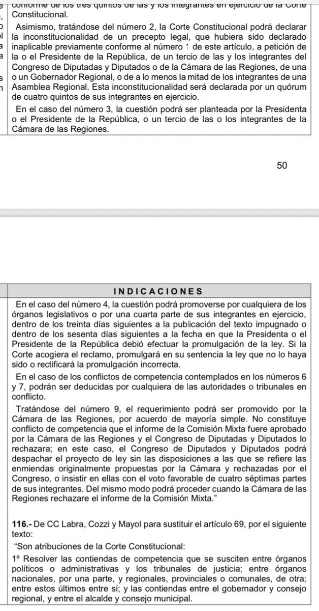 josefina_delaf's tweet photo. Ayer venció el plazo para indicaciones en Comisión de Sistemas de Justicia. En el artículo de atribuciones de Corte Constitucional se ingresó una indicación que repone la insistencia de 4/7 caída ayer. Está en la parte final de la indicación. https://t.co/NrJ15V4WtV