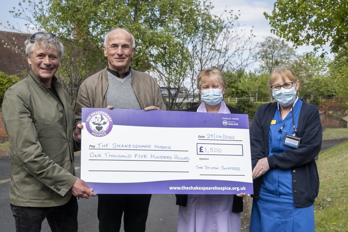 TheBardsHospice's tweet photo. We would like to thank the Stilton Sniffers for their generous donation of £1,500 to The Shakespeare Hospice 💜

We rely on donations to provide the very best of care and support to those in need in your local community today and in the future. https://t.co/5DEm7mGwRC