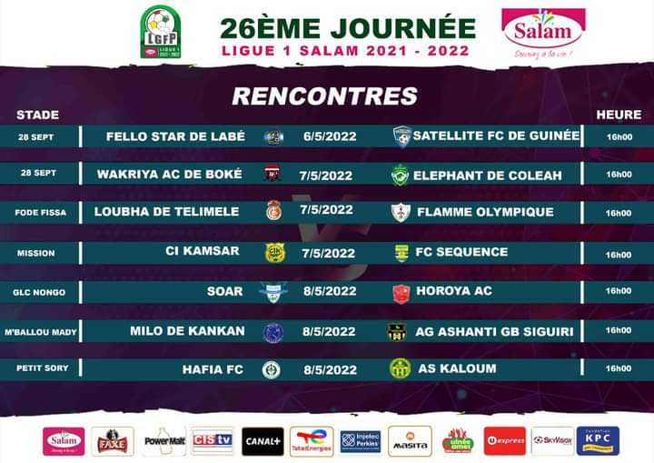 LoubhaFC's tweet photo. #Ligue1Salam 

#J26

⚽️ Loubha FC 🆚️ Flamme Olympique 

🕓 16h

Pour que notre club se maintienne, Loubha et Wakriya doivent gagner respectivement face à Flamme Olympique et Éléphant de Coléah.

#TeamLoubha #Loubhafc #Télimélé #LFCFLO #Kibaro https://t.co/6pN3bes4ZG