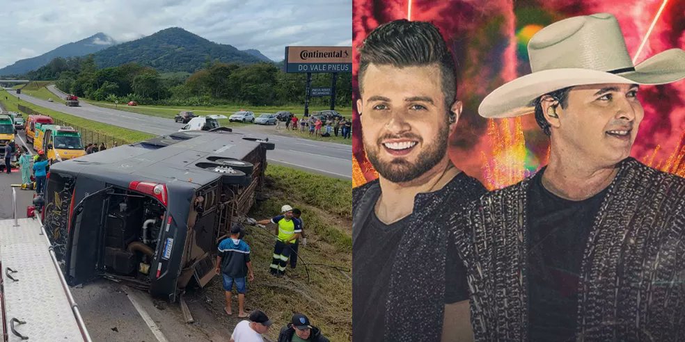 Dupla sertaneja sofre grave acidente de ônibus em rodovia no interior de SP glo.bo/3P7pyZW #g1