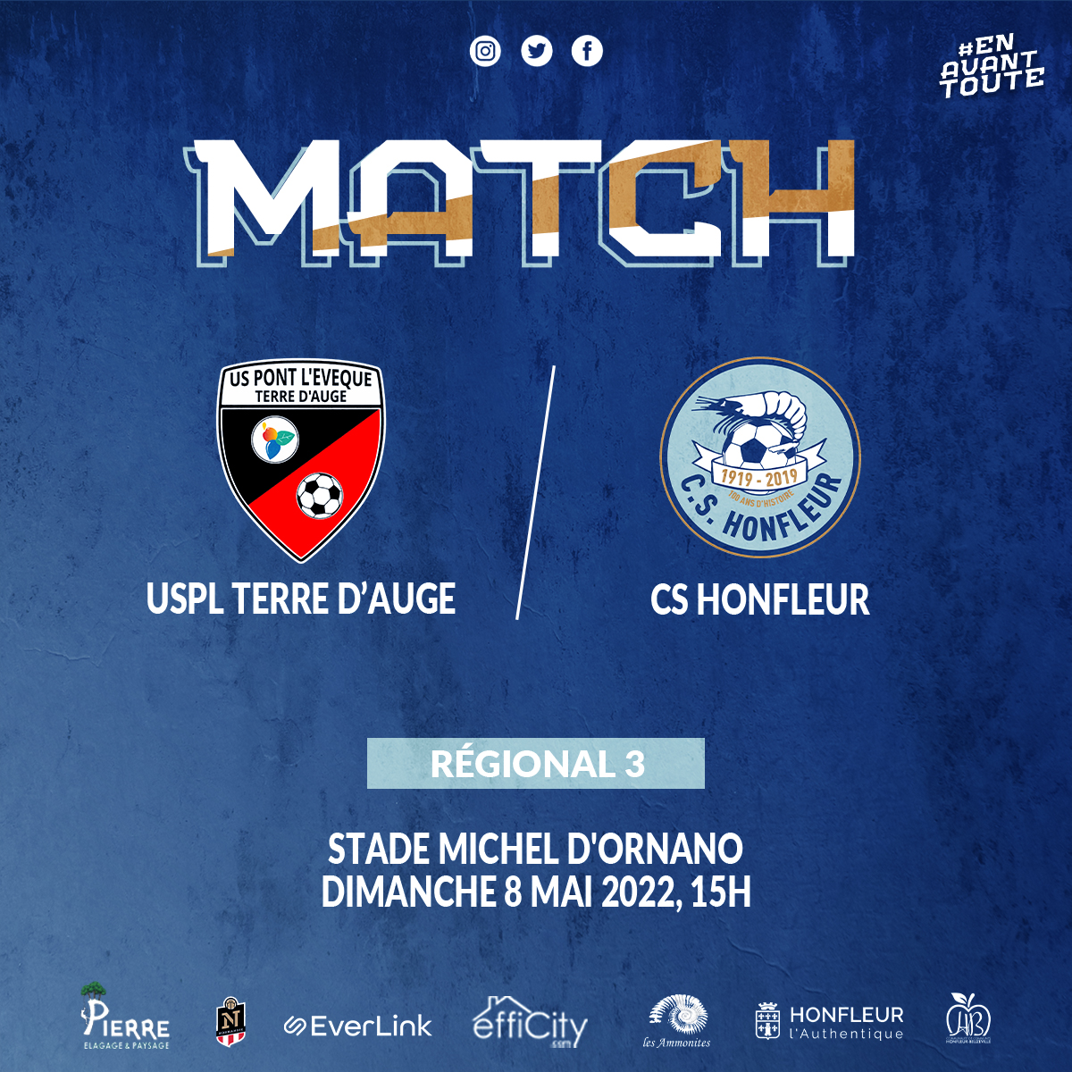 CSHonfleur's tweet photo. 🚨 Déplacement du week-end

Dimanche, notre R3 se déplace à Pont L'Êveque, la lanterne rouge au championnat. 

Suite à deux matchs nuls, profitons de ce week-end pour récolter les 3 points ! 💪

🆚 USPL Terre d'Auge
⌚️ 15h  
🏟 Stade Michel D'Ornano

#EnAvantToute 🔵⚪️ https://t.co/Uxl6pVqhkp