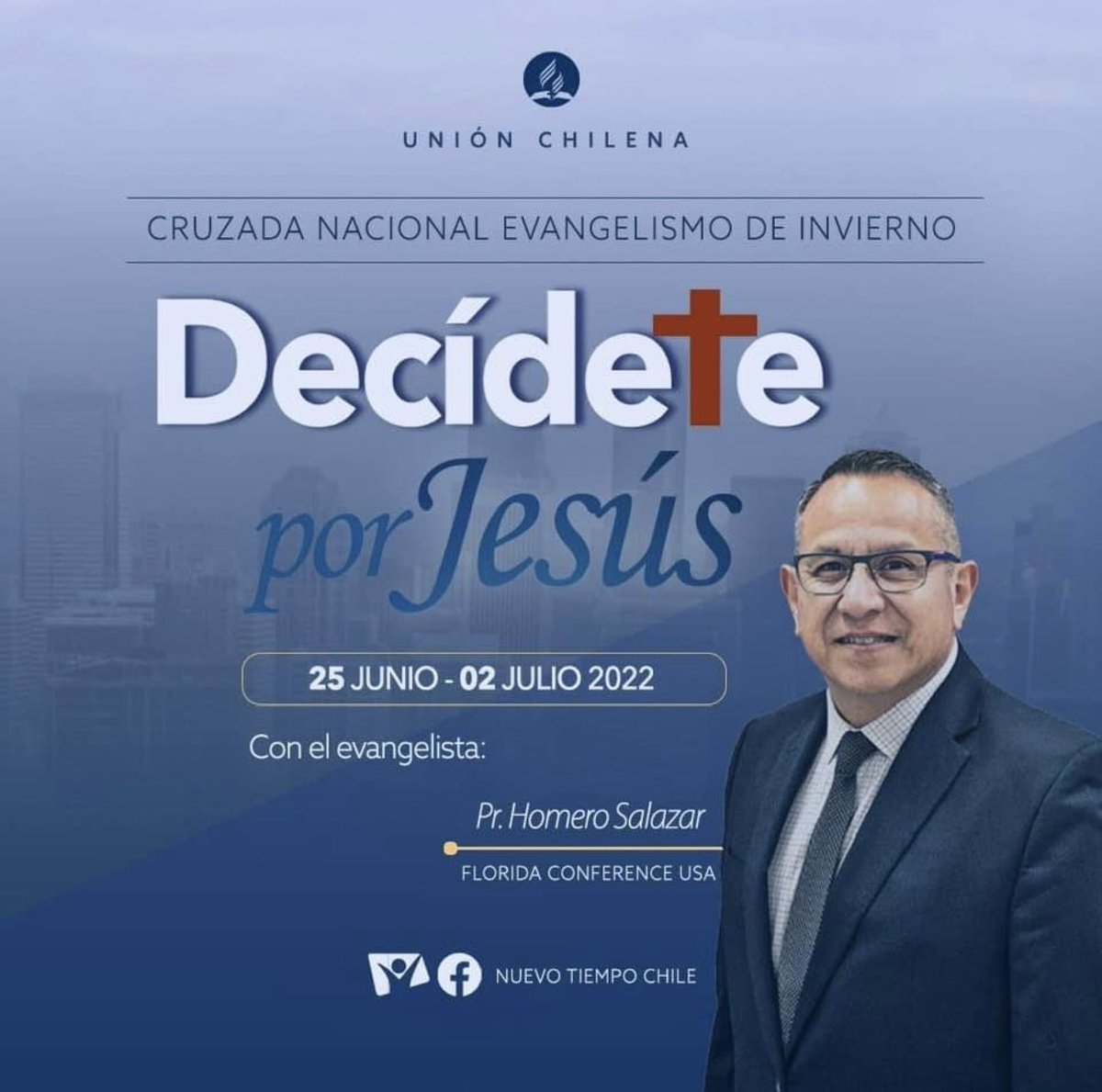 Para todo Chile.!!
25 de Junio al 02 de Julio.
Prepara tus estudiantes de la Biblia y tus amigos en tu Grupo Pequeño!
Un semana de Decisión de vida Eterna.
Desde Nuevo Tiempo Chile, para todo Chile.!
Oremos por este esfuerzo misionero.! 🙏🏽