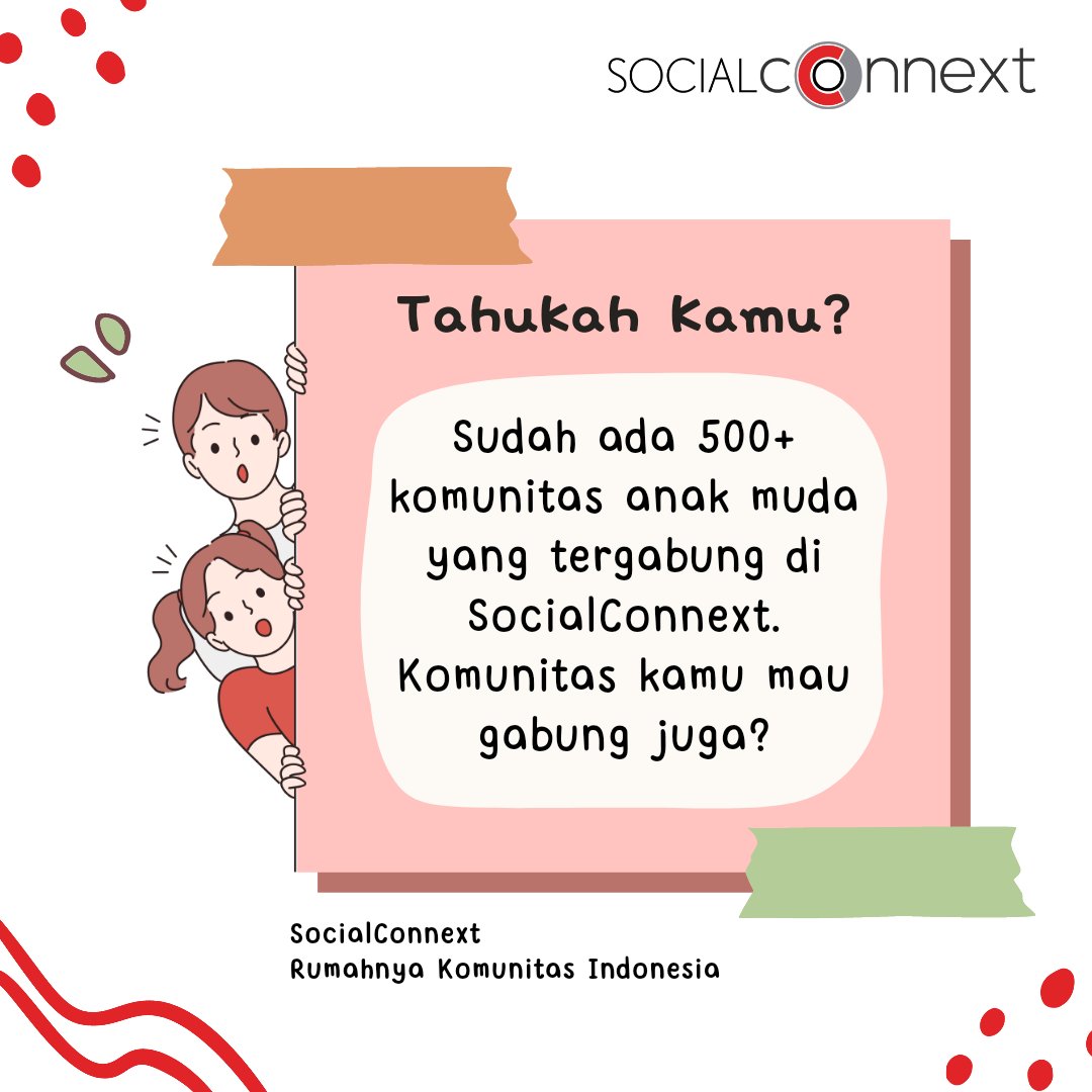 connext_app's tweet image. Hai Connextian! 
Kabar baik nih, kalau sudah ada 500+ komunitas anak muda yang tergabung dalam SocialConnext.
Buat komunitas yang belum terdaftar, yuk gabung aja dan jalin serunya networking di SocialConnext.

#SocialConnext #RumahnyaKomunitasIndonesia #komunitaspositif