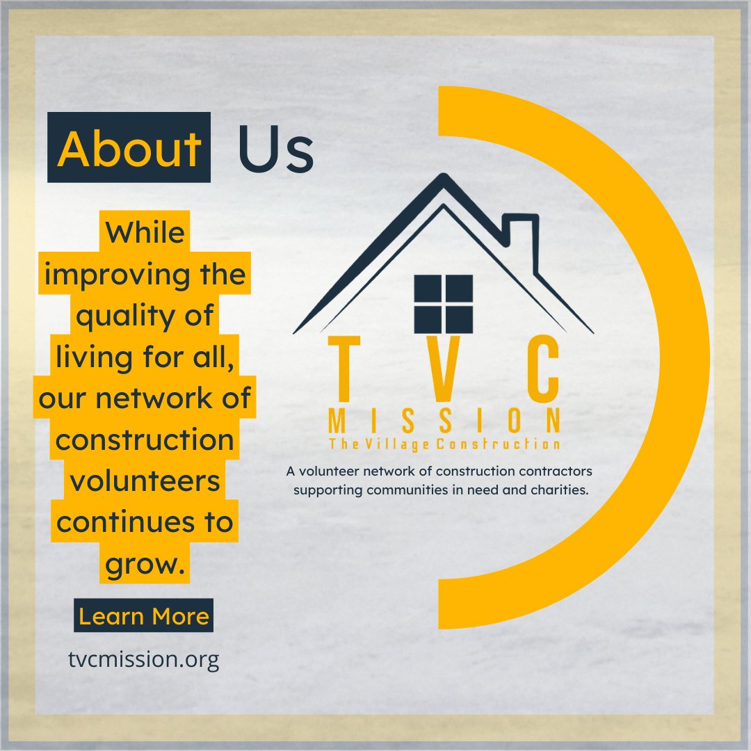 tvcmission's tweet photo. Visit https://t.co/vRMmlVBvT6 to learn more!

#tvcmission #nonprofit #contractor 
#community #volunteer #nonprofitorganization #giveback #architecture #design #building #interiordesign #renovation #home #concrete #constructionlife #interior #builder #architect #mondaymorning https://t.co/swxhlQm8KN