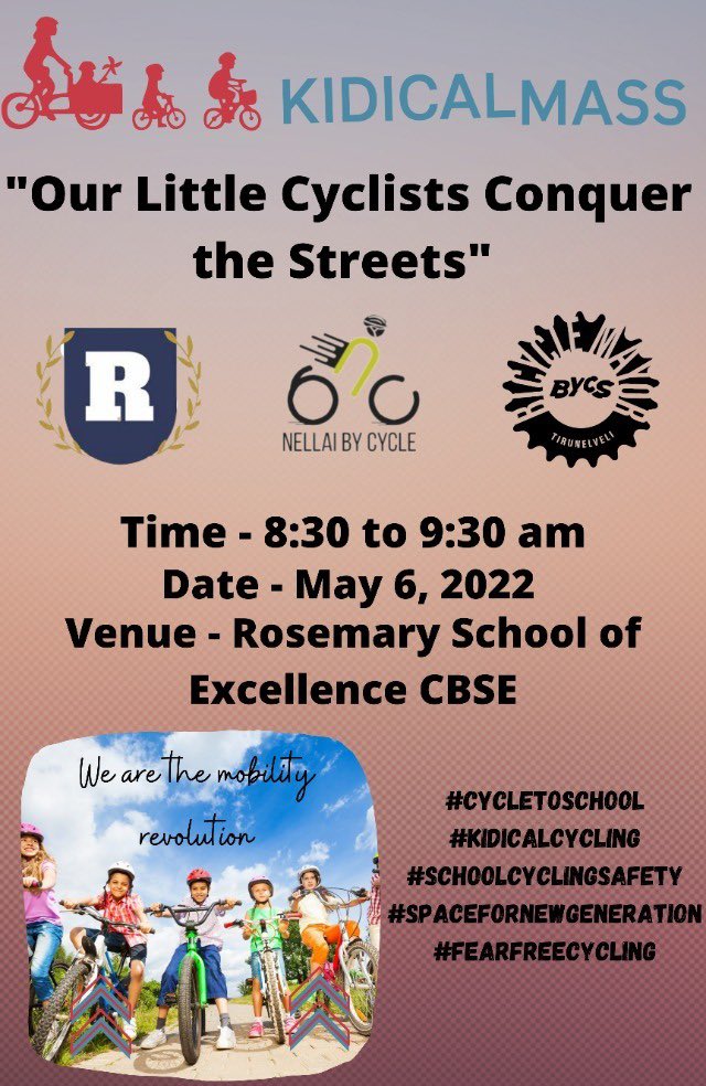 BmTirunelveli's tweet photo. *Our Little Cyclists Conquer the Streets!*
#kidicalcycling
#spacefornewgeneration
#fearfreecycling
#schoolcyclingsafety
#cycletoschool
#nellaibycycle
#bmtirunelveli https://t.co/URAbDgBWYQ